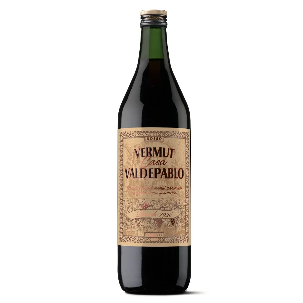 Botella de Casa Valdepablo Vermut rojo, etiqueta vintage Rosso desde 1928