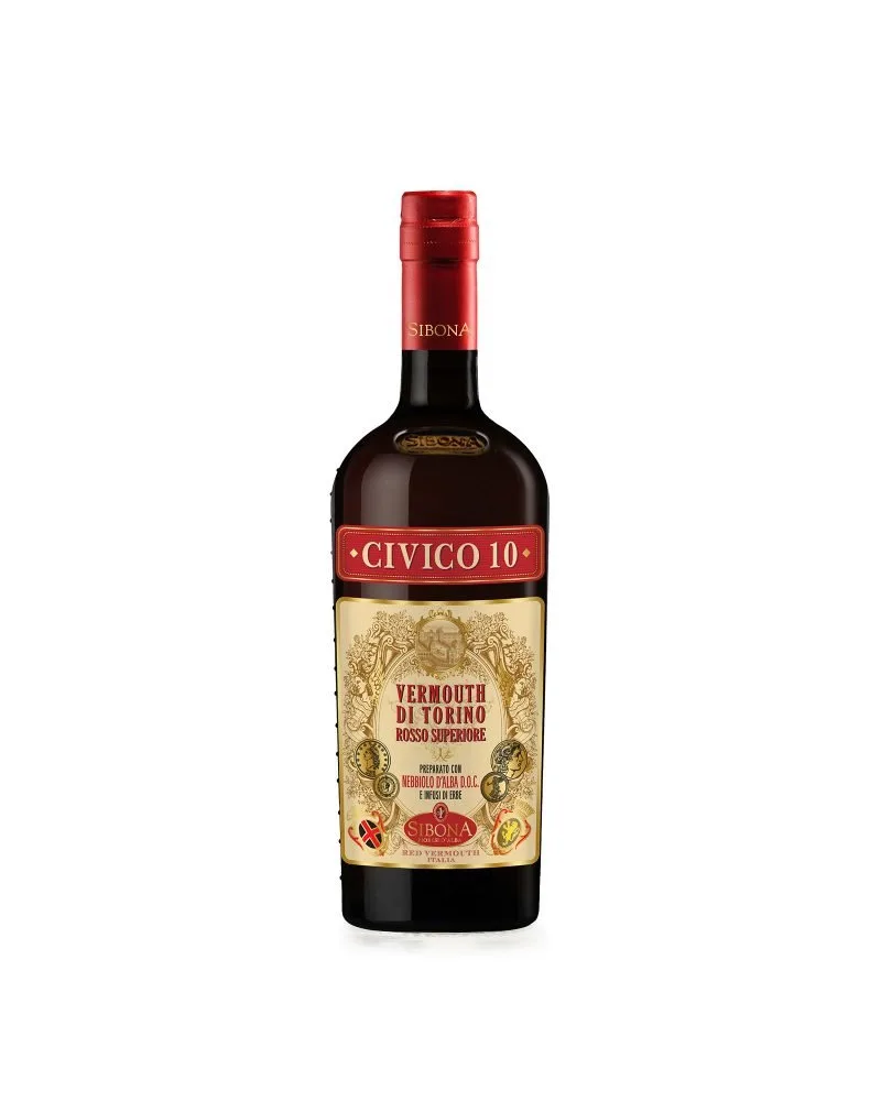 Botella de Sibona Civico 10 Vermouth di Torino Rosso Superiore