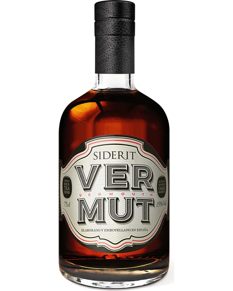 Botella de Siderit Vermut 75 cl, vermut cántabro sin azúcares añadidos con té de roca
