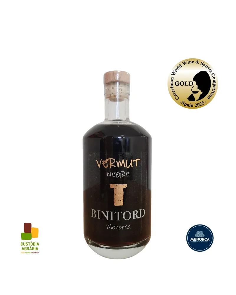 Botella de Vermut Binitord Negre de Menorca, vermut rojo artesanal con medalla oro Catavinum 2025